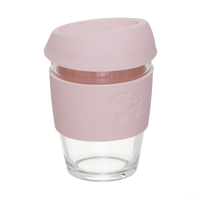 Стакан для кофе с силиконовой крышкой Eco Life 330мл розовый