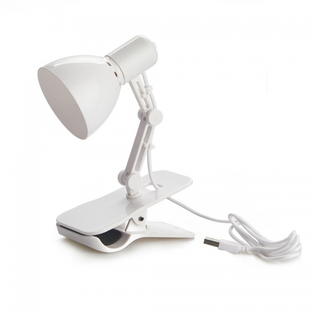 Лампа для чтения Clamp белая, USB