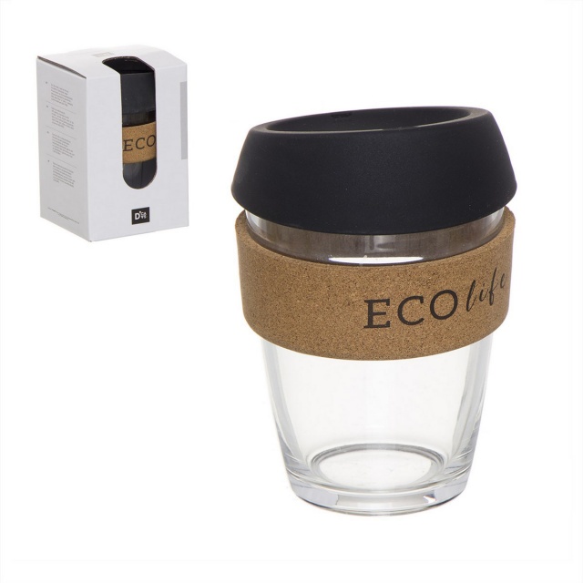 Стакан для кофе с силиконовой крышкой Eco Life 330мл черный
